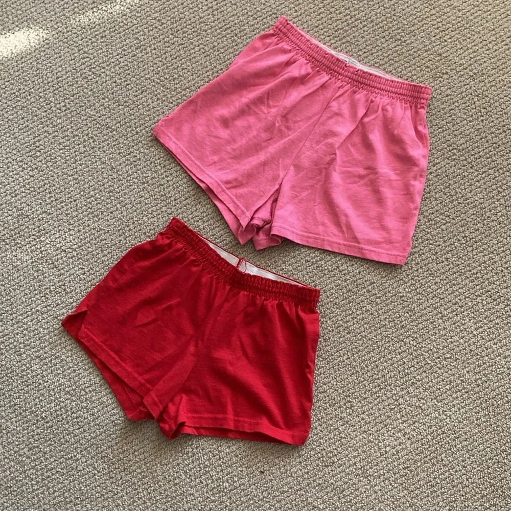 Soffe Girls’ Shorts Bundle Size Medium Pink Red Stretchy Soft Casual Bottoms EUC
